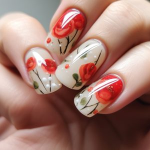 creative Flower shellac nail design